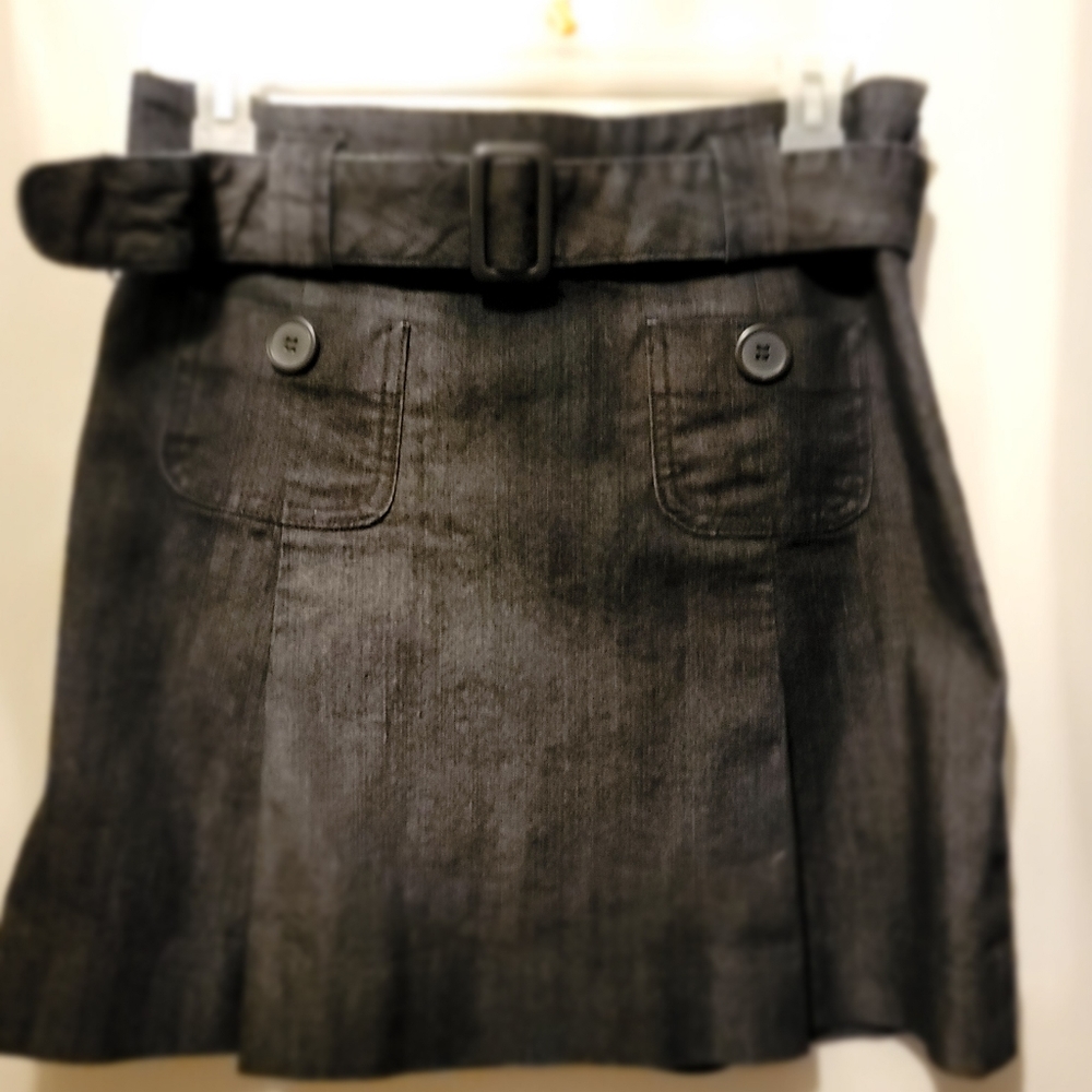 Liquid Jeans Mini Skirt, Size: 1/2, Color: Dark Grey